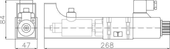 HD-G02 位置監控式電磁安全閥尺寸圖(寬 47 mm)