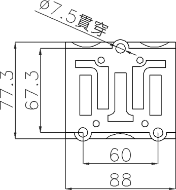 台輝 AS 系列底板尺寸圖，三個螺絲固定孔，A B E1 E2 P 氣口配置